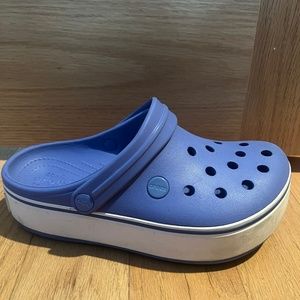 Purple platform crocs